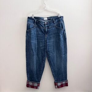 Lane Bryant Mid Rise Boyfriend Fit Jeans w. Plaid Cuff